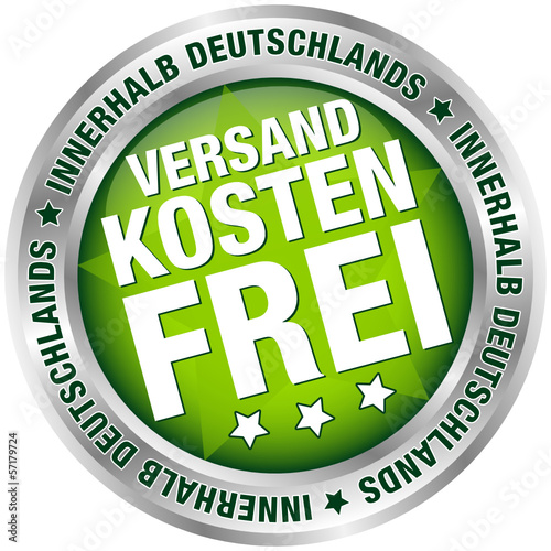 Button "Versandkostenfrei innerhalb Deutschlands" grün/silber