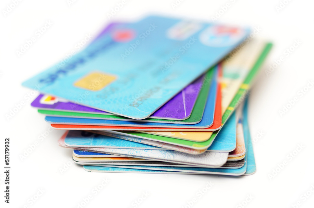 credit cards stack on white credit cards stack on white