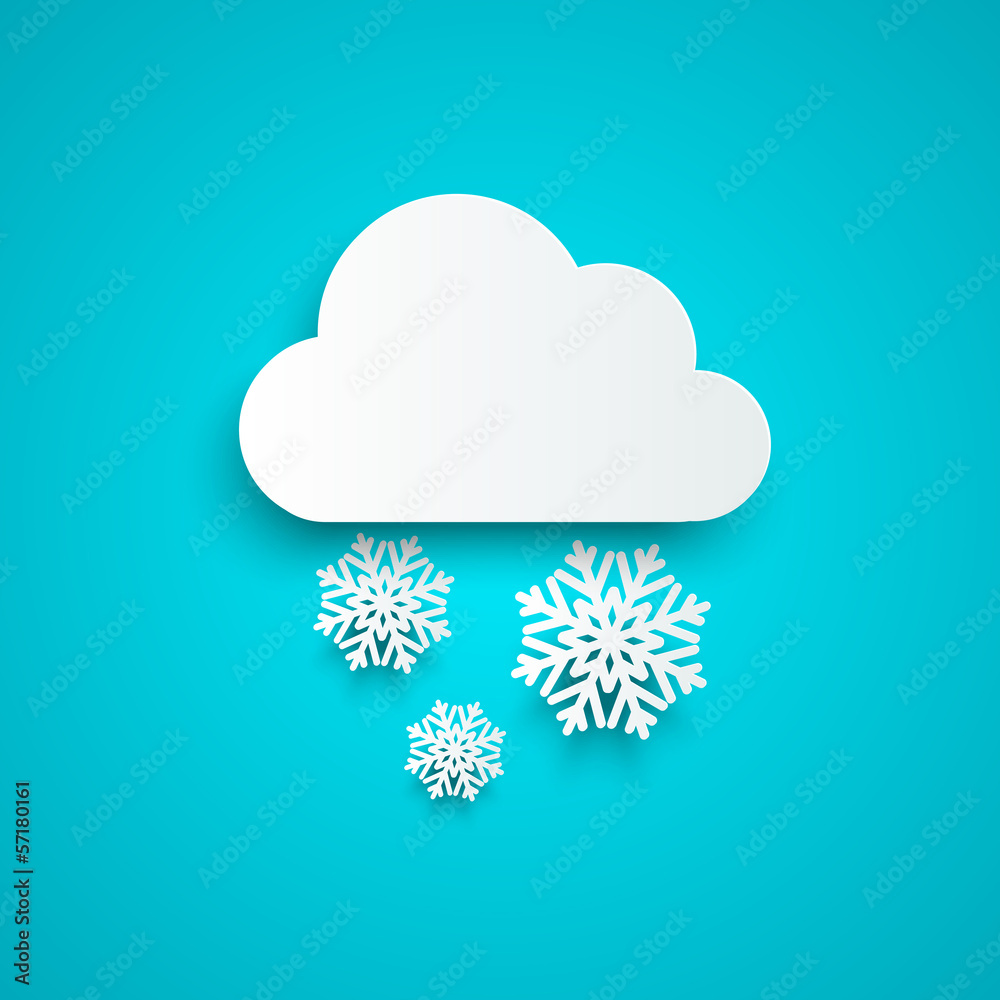 Paper cloud with snowflakes Paper cloud with snowflakes