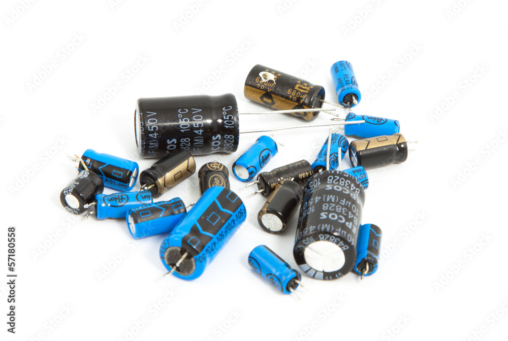 capacitors on white background capacitors on white background