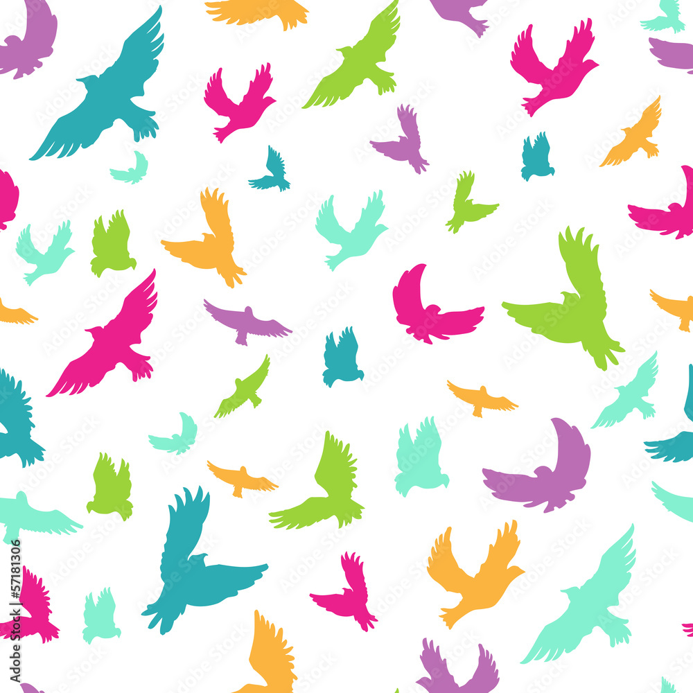 Birds in seamless pattern