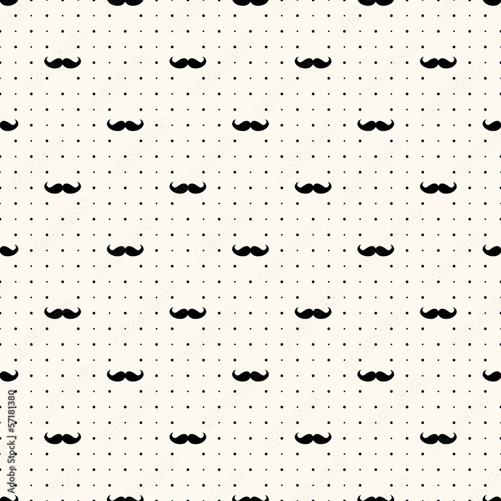 Vector seamless retro pattern with mustaches and polka dot. Father's day modern geometric background. Trendy hipster icon with gentleman moustaches Vector seamless retro pattern with mustaches and polka dot. Father's day modern geometric background. Trendy hipster icon with gentleman moustaches