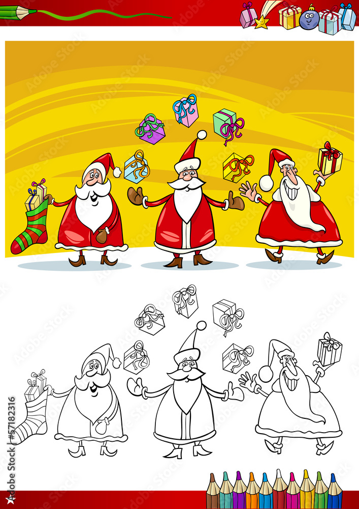 santa claus group coloring page santa claus group coloring page