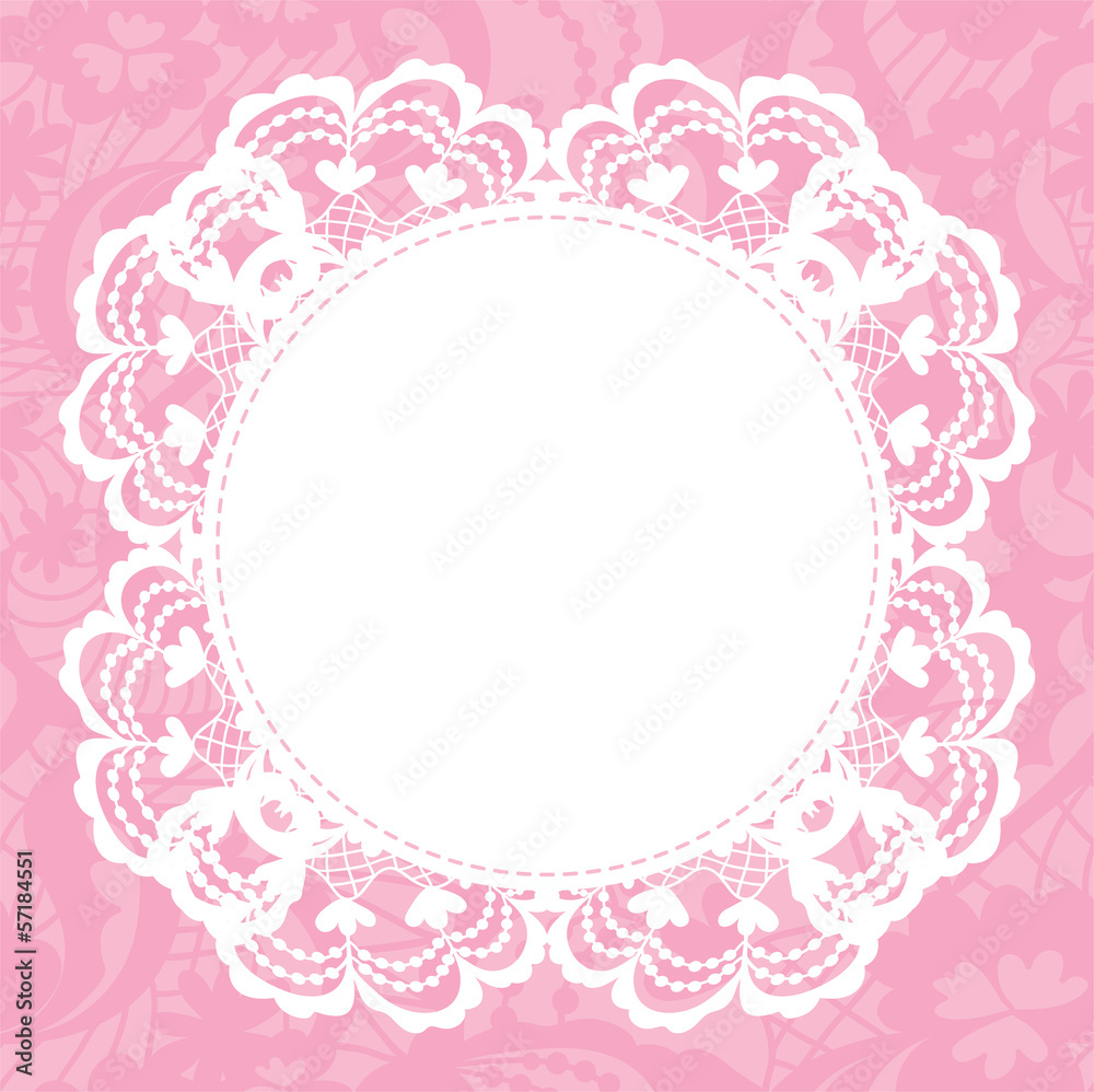 Elegant doily on lace gentle background for scrapbooks