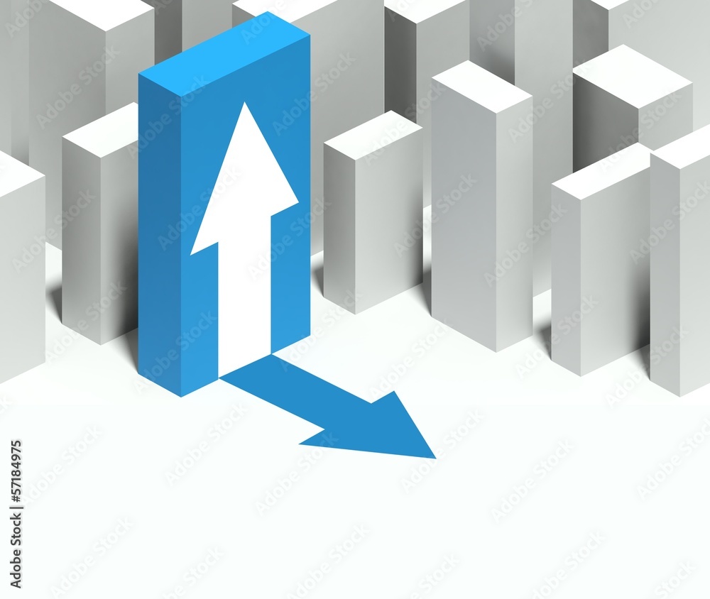 3d arrow symbol in conceptual model of city
