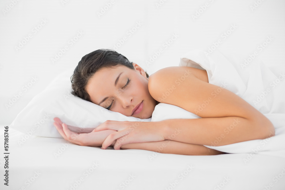 Cute casual brunette sleeping in her bed Cute casual brunette sleeping in her bed