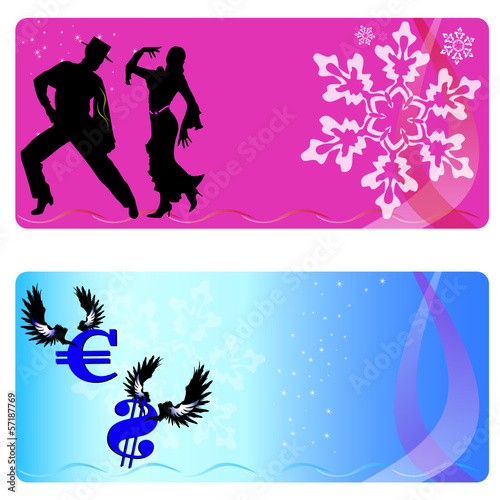 flamenco couple and sign of the money on a christmas card vector