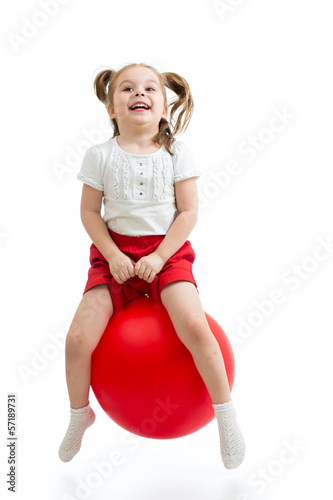 happy child jumping on boun...
