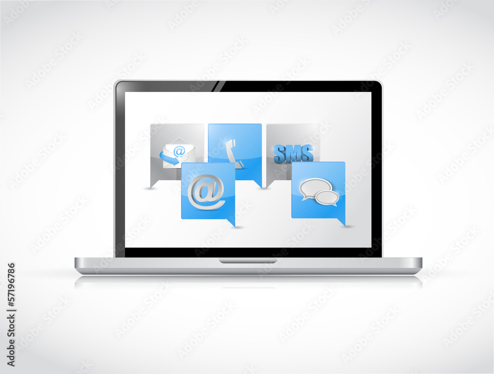 laptop message bubble communication concept laptop message bubble communication concept