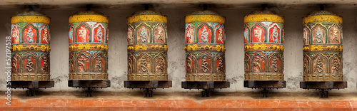 Obraz na płótnie Pattern - Buddhist Meditation prayer wheel in Kathmandu, Swoyamb