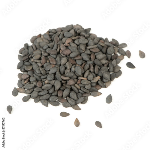 Black Sesame Seeds Isolated on White Background photo