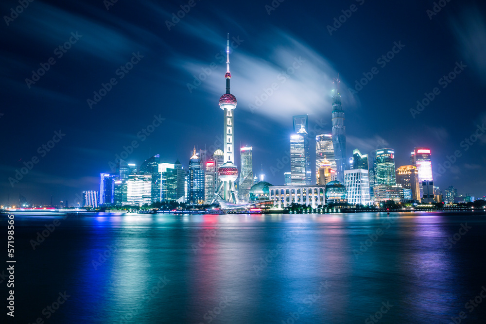Obraz premium shanghai skyline at night