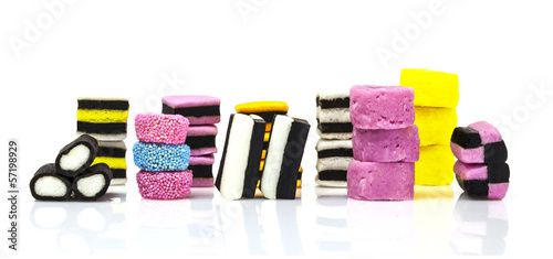 Tableau sur toile liquorice allsorts isolated on a white background