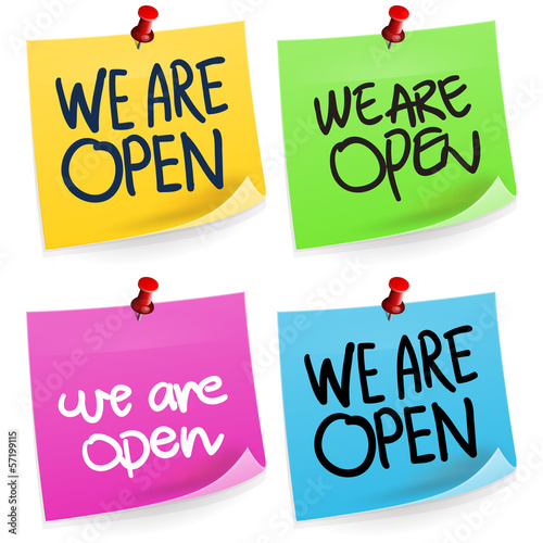 We Are Open Sticky Note
