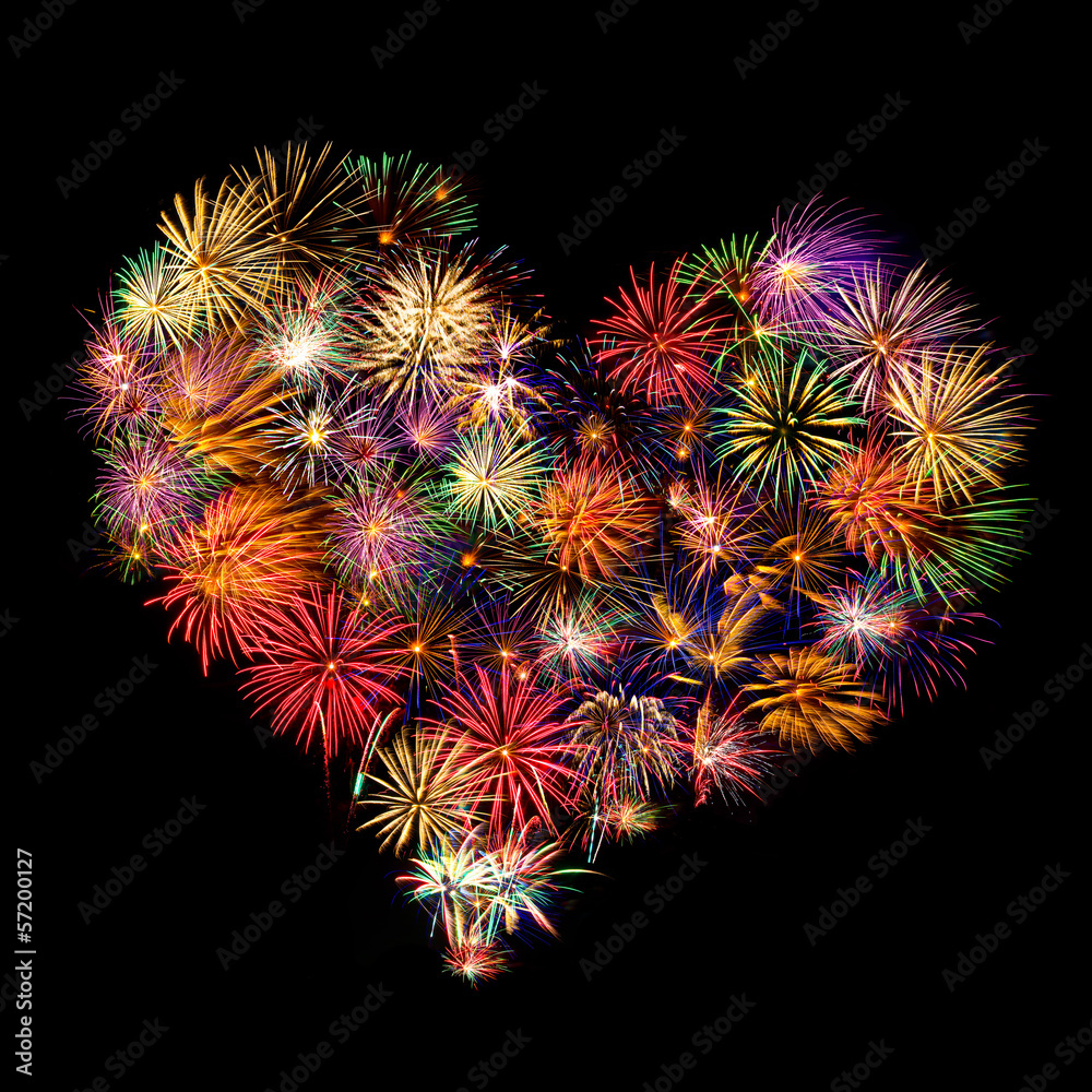 Herz Feuerwerk StockFoto Adobe Stock