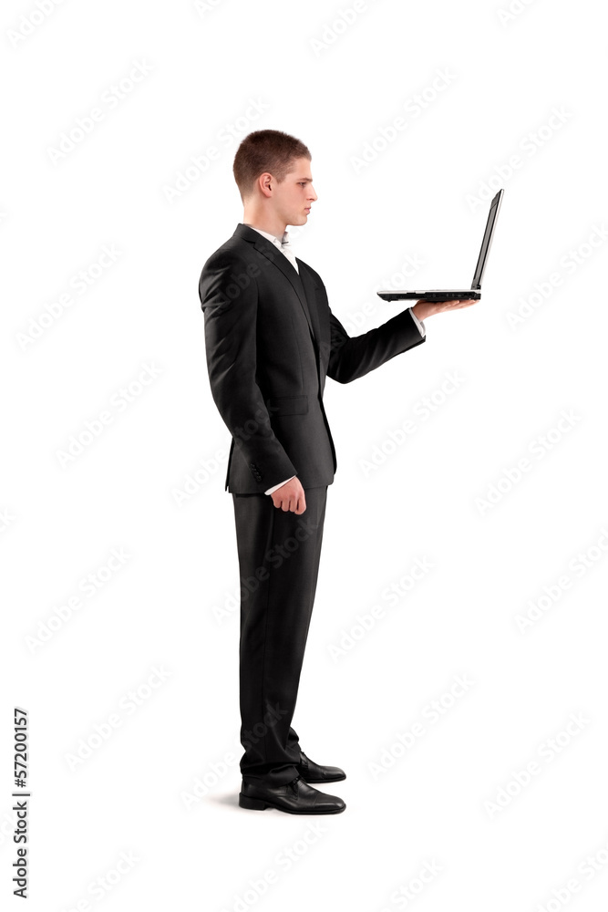 young businessman holding notebook in his hand young businessman holding notebook in his hand