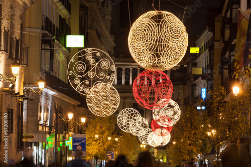 Arenal street of Madrid illuminated for christmas photo