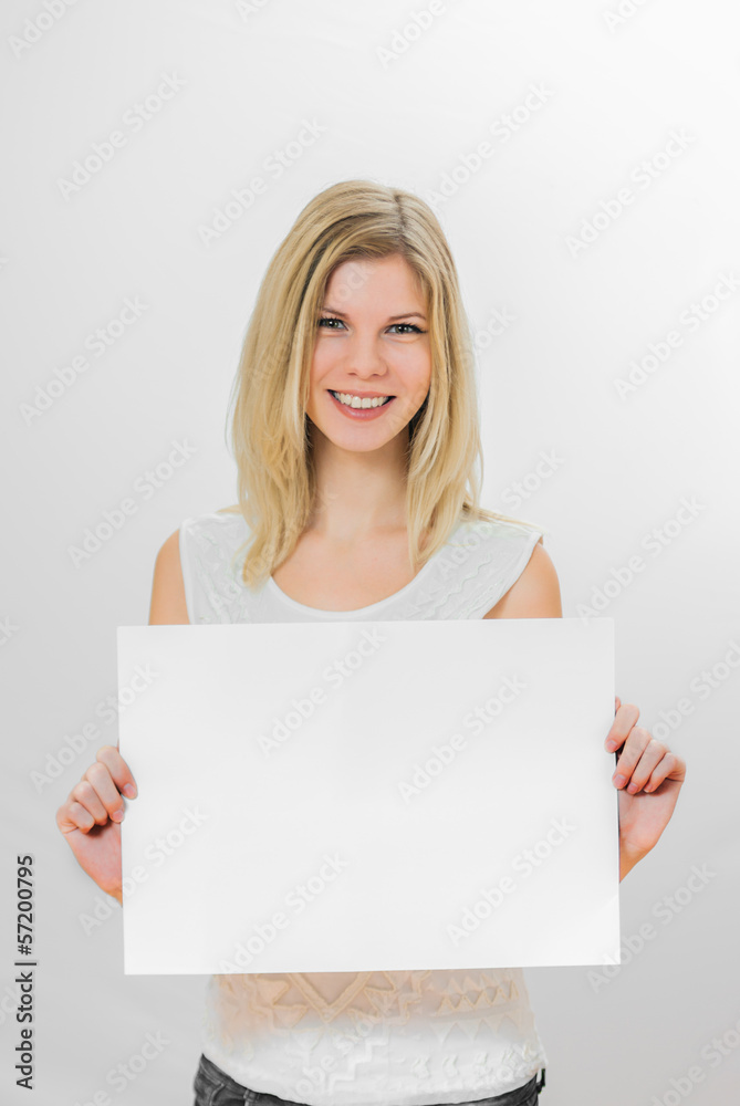 Girl with big the sheet of pape Girl with big the sheet of pape
