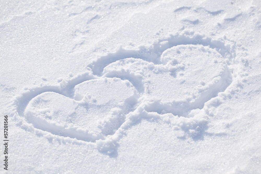 The shape of heart on the snow.