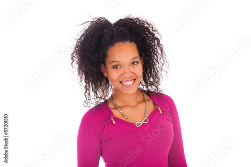 Young african american woman with long hair