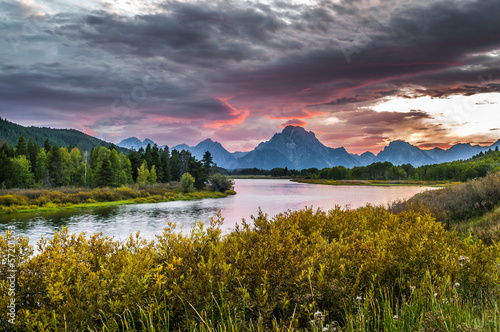 Beautiful Sunset at Grant Tetons