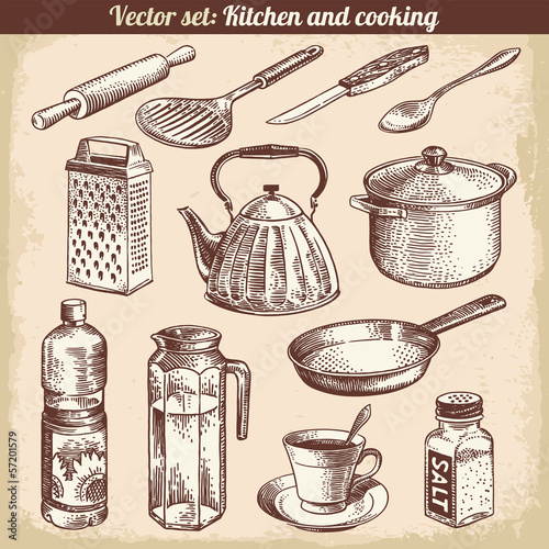 Kitchen And Cooking Set Vector