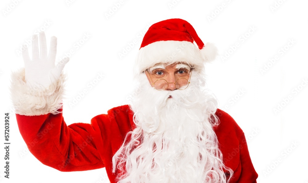 Man in Santa Claus costume isolated on white Man in Santa Claus costume isolated on white