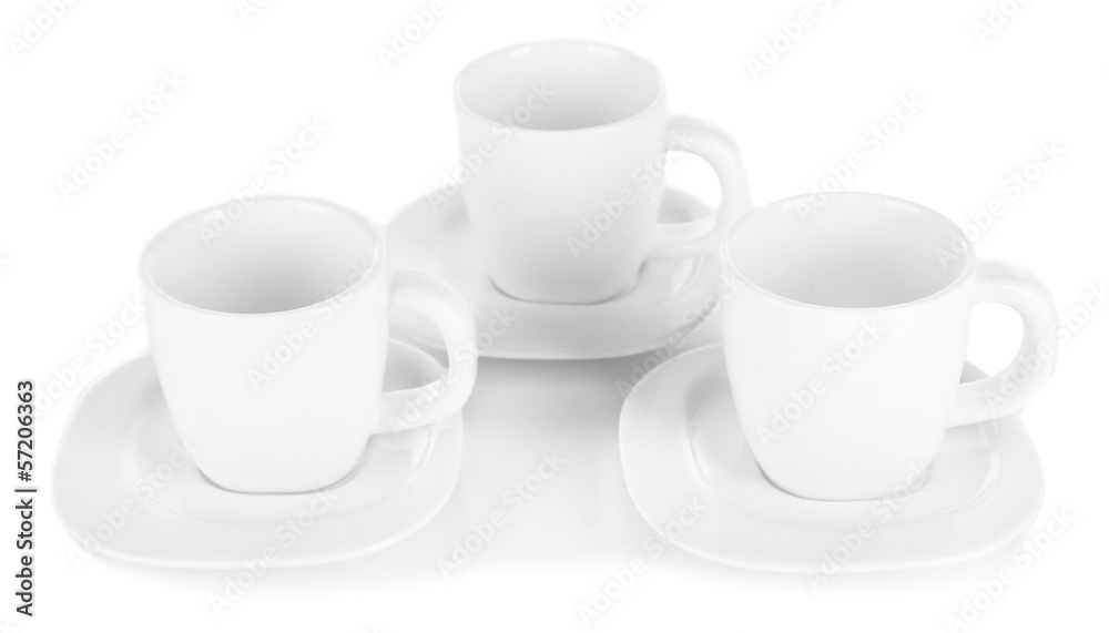 White cups isolated on white White cups isolated on white