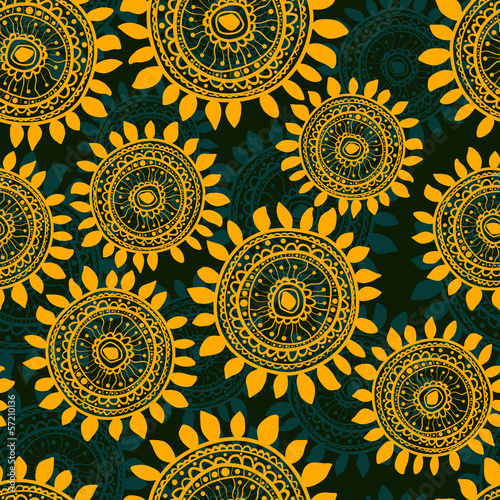 abstract seamless sunflowers