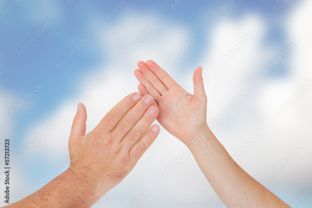 Man and woman shake hands Man and woman shake hands