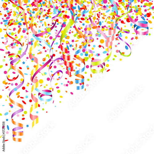 Party Background Streamers & Confetti Stars Color Mix