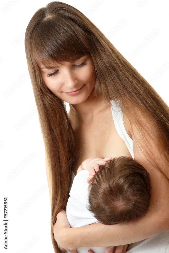 Naklejka premium young mother breast feeding her baby