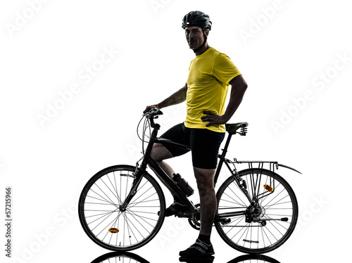 Fototapeta Naklejka Na Ścianę i Meble -  man bicycling  mountain bike standing silhouette