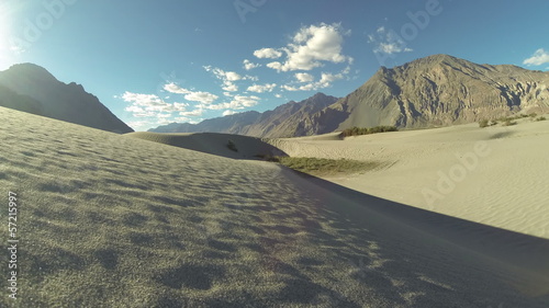 Hundar sand dunes Nubra valley sunny day time lapse Ladakh India