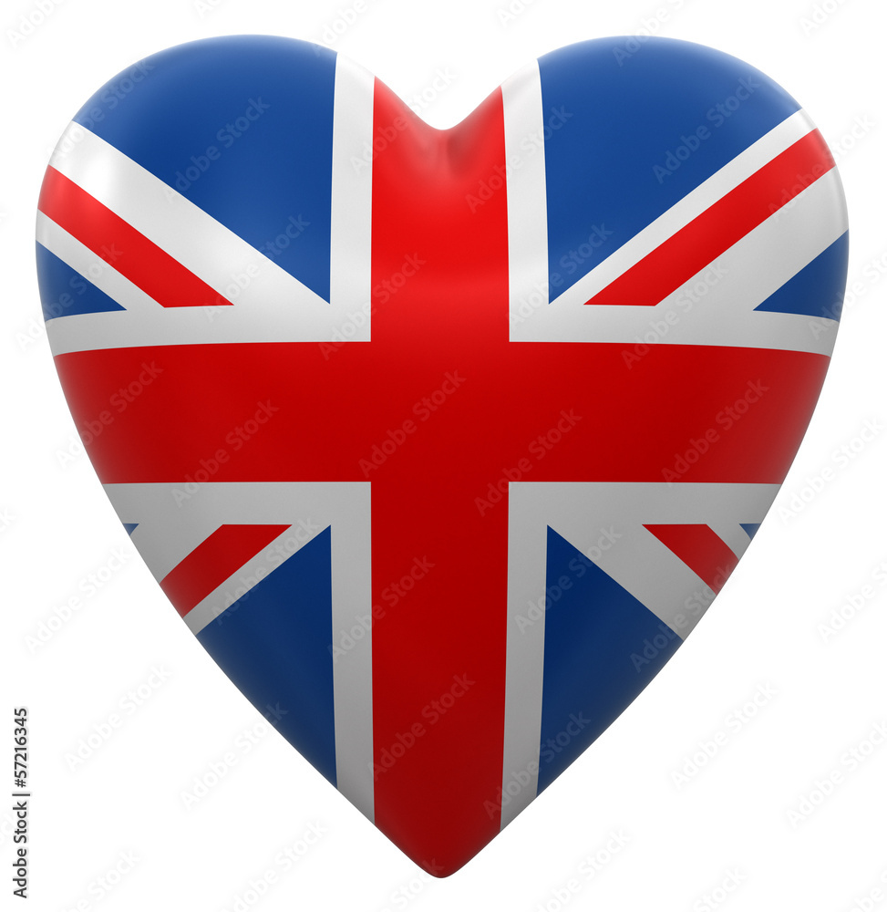 Obraz premium Heart with UK flag (clipping path included)