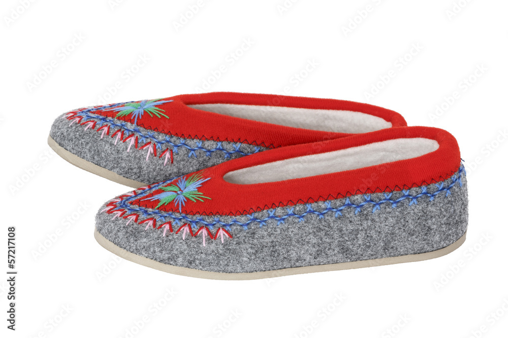 Traditional warm slippers of Polish highlanders Traditional warm slippers of Polish highlanders