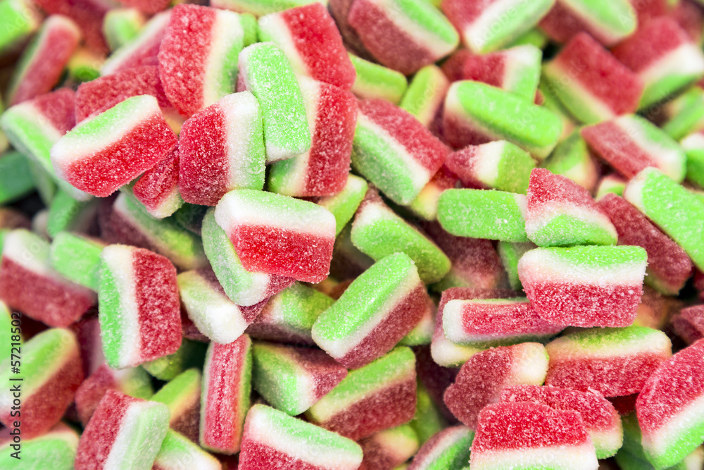 Watermelon shaped colorful candies Watermelon shaped colorful candies