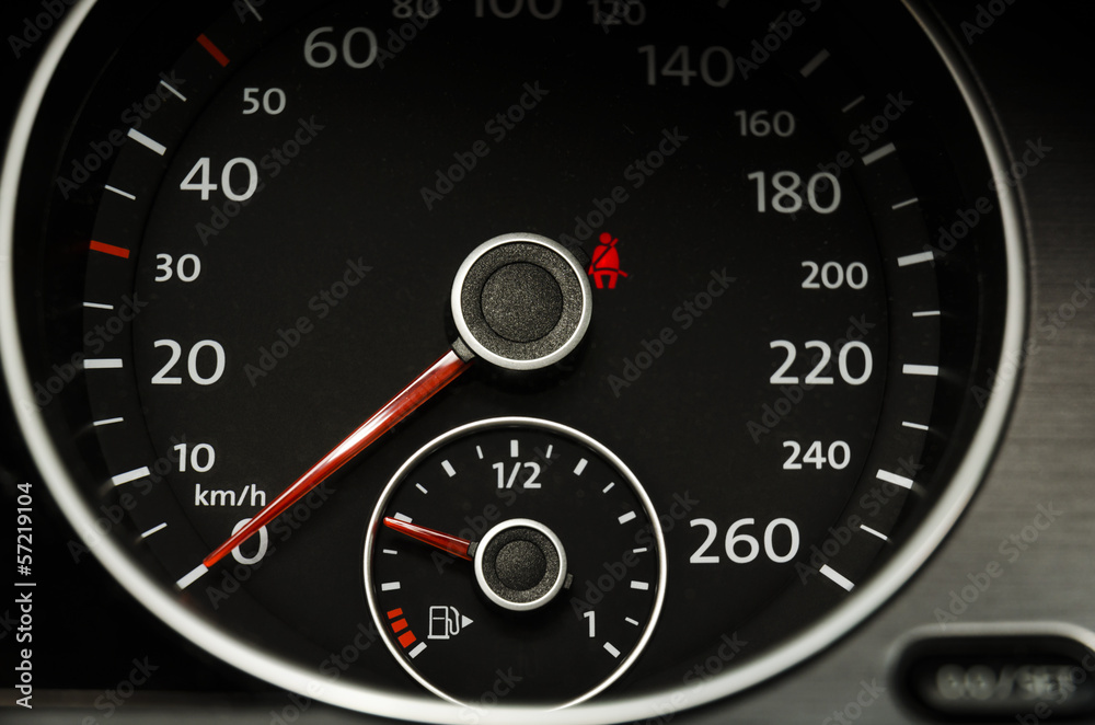 Close up of a car speedometer Close up of a car speedometer