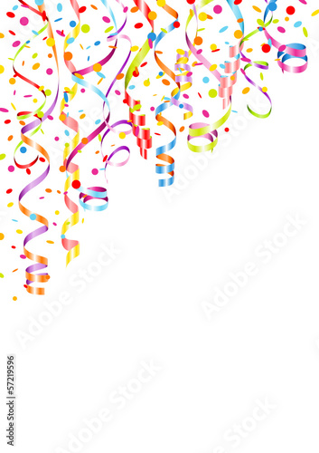 Party Background Streamers & Confetti Color Mix Poster A4
