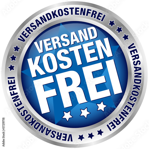 Button "Versandkostenfrei" blau/silber