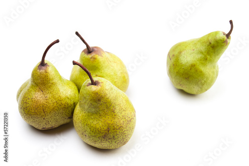 Four Pears isolated on white