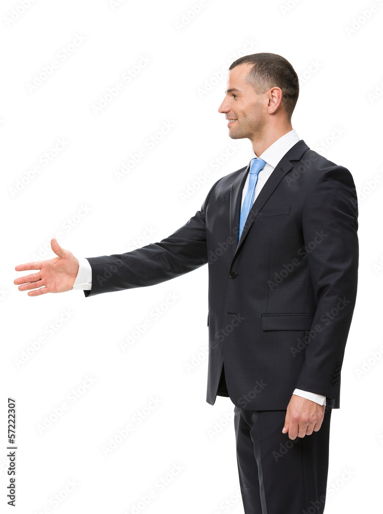Profile of businessman hand shake gesturing