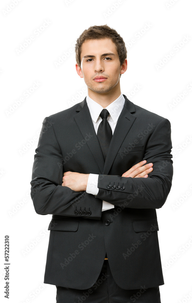 Half-length portrait of business man with crossed hands Half-length portrait of business man with crossed hands
