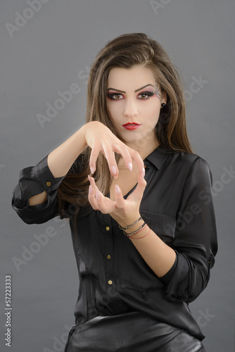 beauty portrait of young glamour beautiful halloween woman