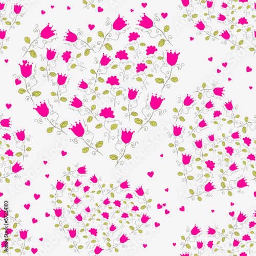 seamless floral hearts