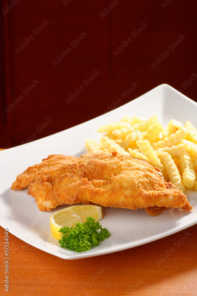Pork chop (vienna steak) and French fries Pork chop (vienna steak) and French fries