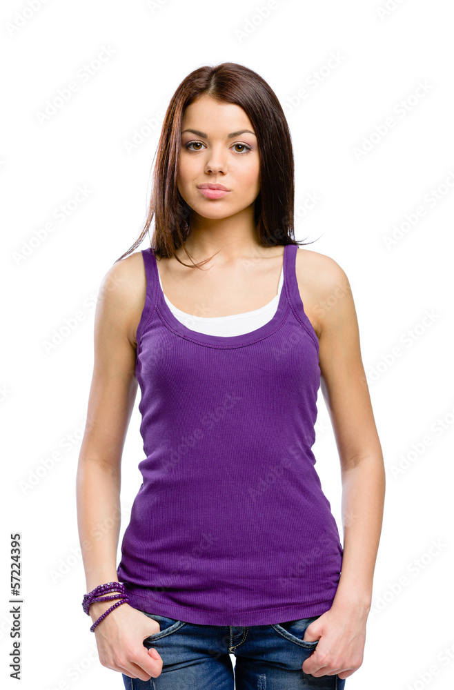 Half-length portrait of woman, isolated on white Half-length portrait of woman, isolated on white