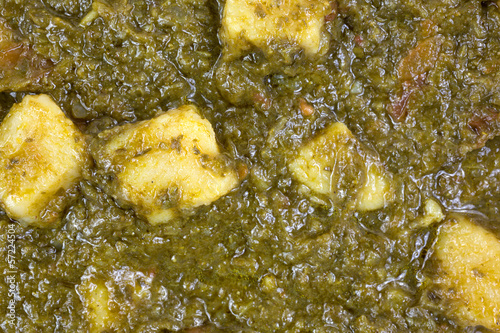 Close view of pureed spinach with potatoes