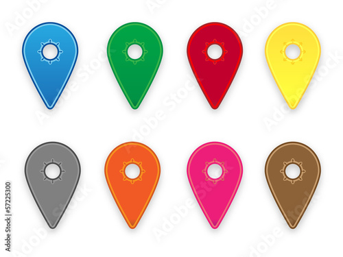 Colorful map pins