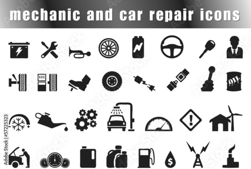 mechanic and car repair icons set